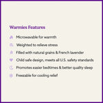 An infographic with Warmies features.