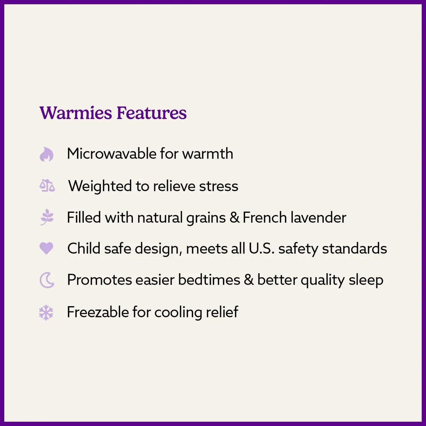 An infographic with Warmies features.