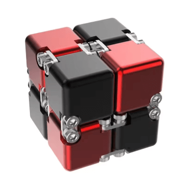The Weighted Metal Infinity Cube in Red and Black.