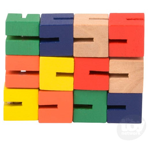 The Wooden Fidget Puzzle organized into three rows of four pieces.