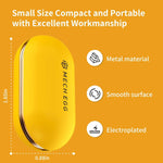 An infographic with the dimensions of the yellow Mech Egg Mechanical Fidget Slider.