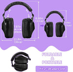 An infographic showing the dynamic dimensions of the Black Adjustable Noise Reducing Earmuffs.