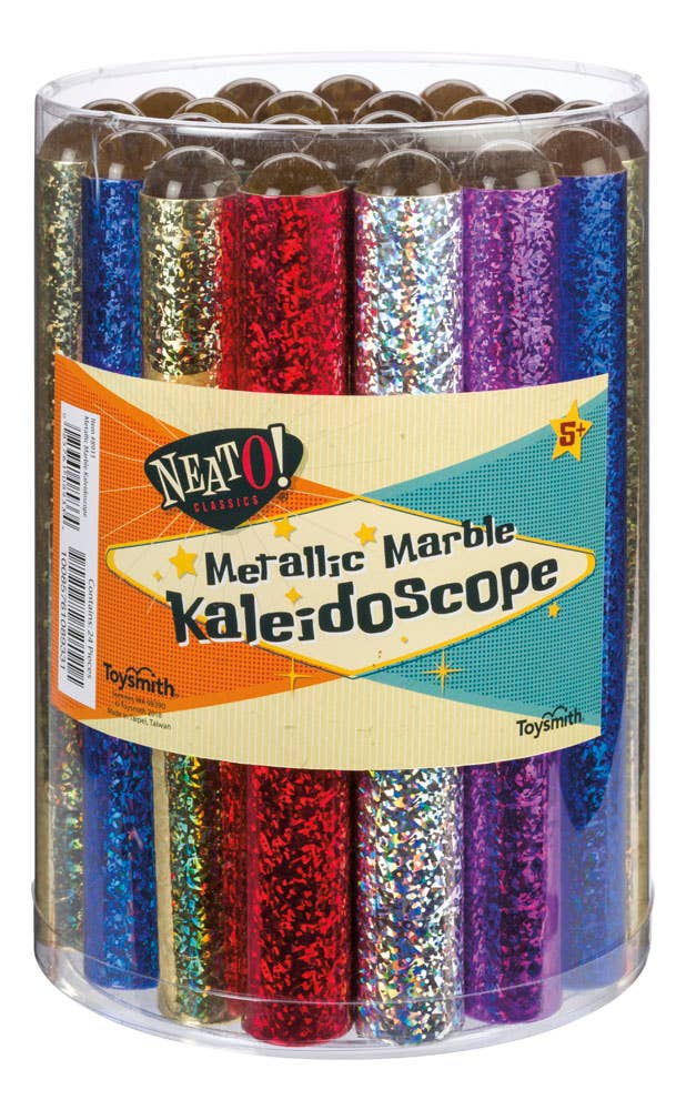 The display packaging for the Metallic Marble Kaleidoscope.