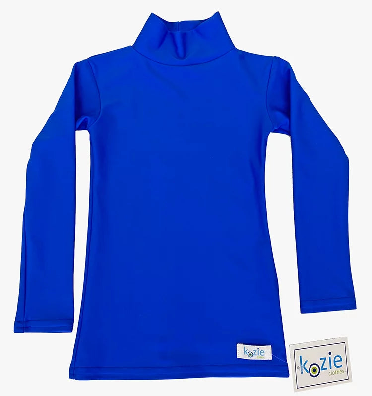 The royal blue Mock Turtleneck Long Sleeve Compression Shirt.