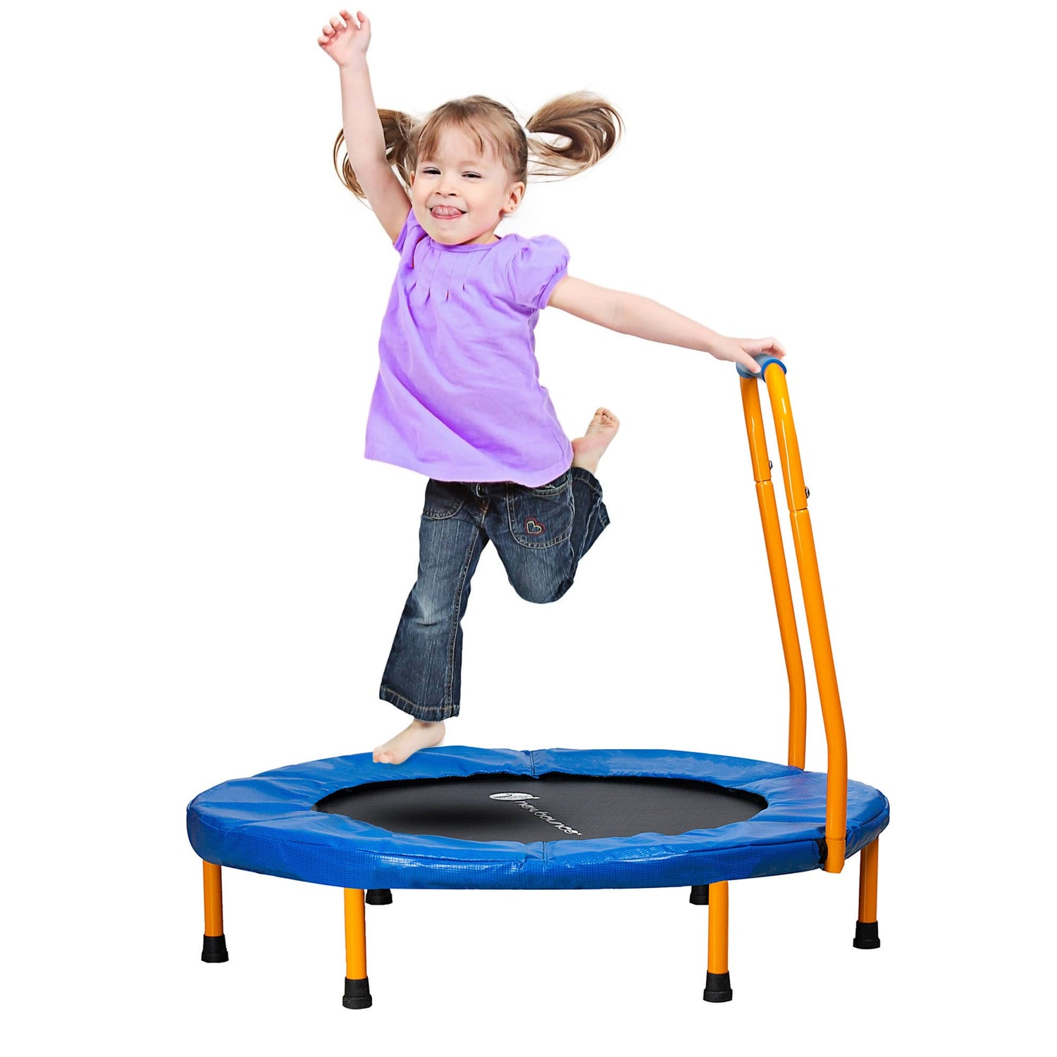 36'' Foldable Mini Trampoline with Handlebar for Kids