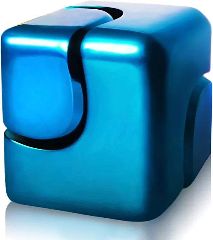 The blue Metal Fidget Cube.