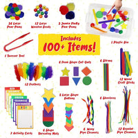 A display of the 100+ items that come in the Colors and Shapes Sensory Activity Kit.
