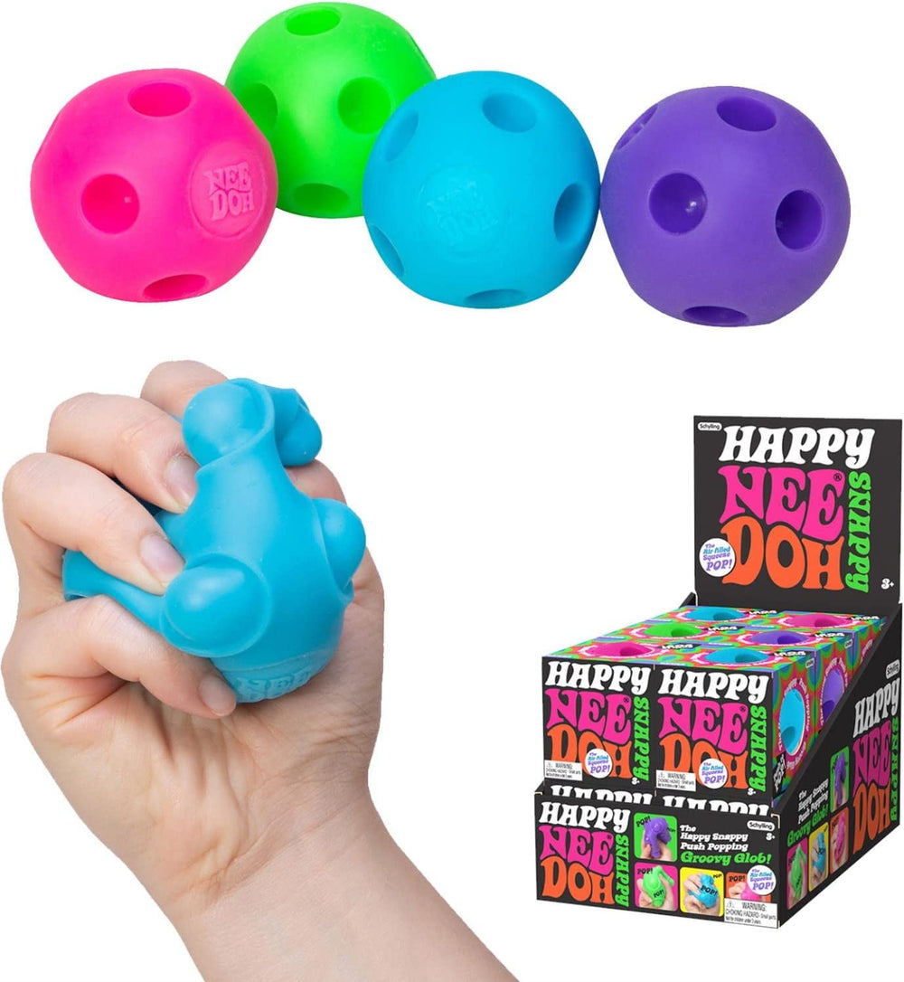 The four colors of the Happy Snappy Ball.