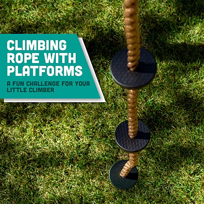 A close up look at the platforms on the Climbing Rope With Small Platforms.