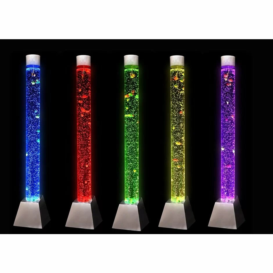 A display of five of the colors of the Bubble Tube Aquarium.