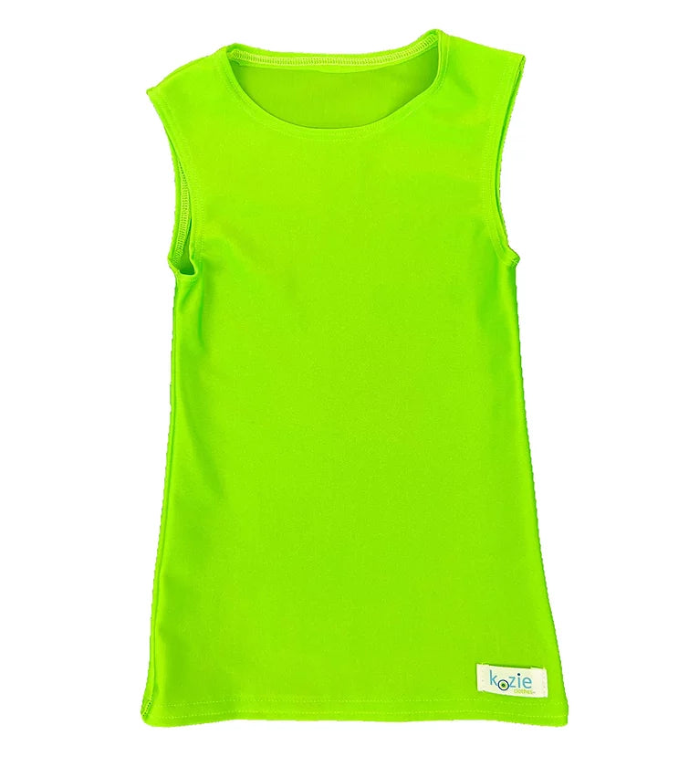 The lime green Simply Sleeveless Sensory Compression Shirt.