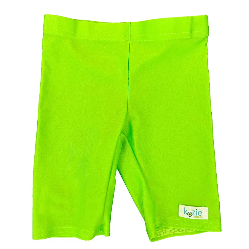 A lime green pair of Unisex Sensory Compression Shorts.