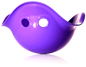 A purple Bilibo spins in a circle in an animated gif.