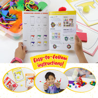 A closer look at the activity booklet that comes with the Colors and SHapes Sensory Activity Kit.