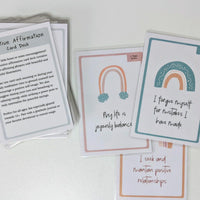 A display of the Positive Affirmation Card Deck.