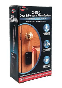 The product package for the 2-in-1 Alarm and Personal Alarm System.