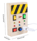 The dimensions demonstrated on the LED Switch and Light Busy Board.