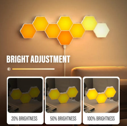 A demonstration of the brightness controls that come with the Hexagon Lights.