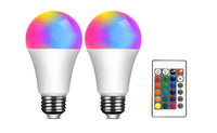 Two Multi-Color LED Bulbs and the remote control.