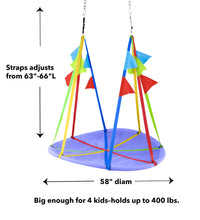 A display of the Rainbow Flag Swing dimensions.