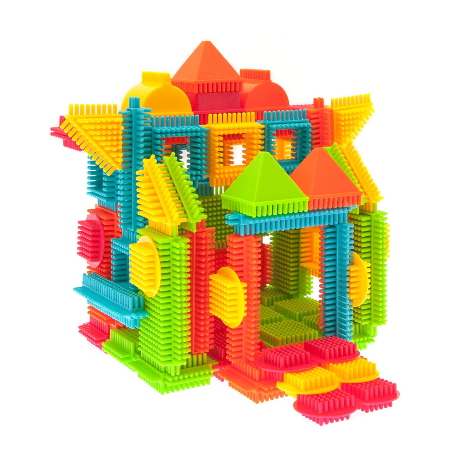 A castle built with BristleLock Building Blocks.