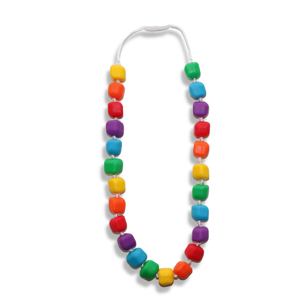 The rainbow colored Princess and the Pea necklace.