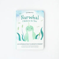 The cover of the board book that accompanies the Slumberkins Seafoam Narwhal Kin.
