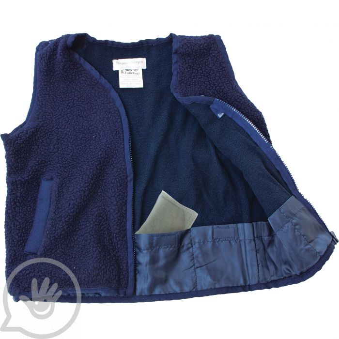 A look at the Weighted Fleece Vest's weight pockets on the inside of the vest.