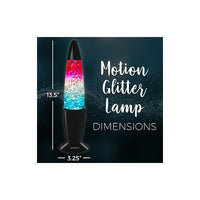 A display of the dimensions of the Motion Glitter Lamp.
