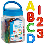 A display of the product package for Transparent Letters and Numbers and several of the individual pieces.