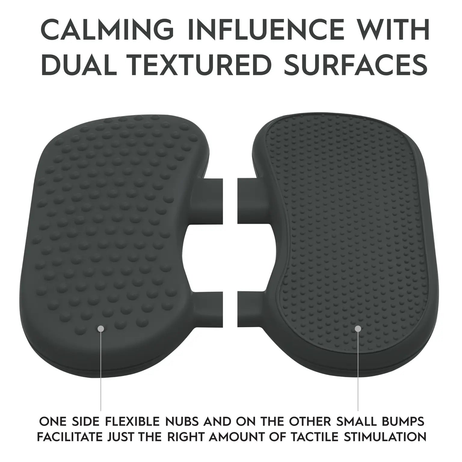 A picture of the dual textured surfaces on the dark gray Wiggle Feet.