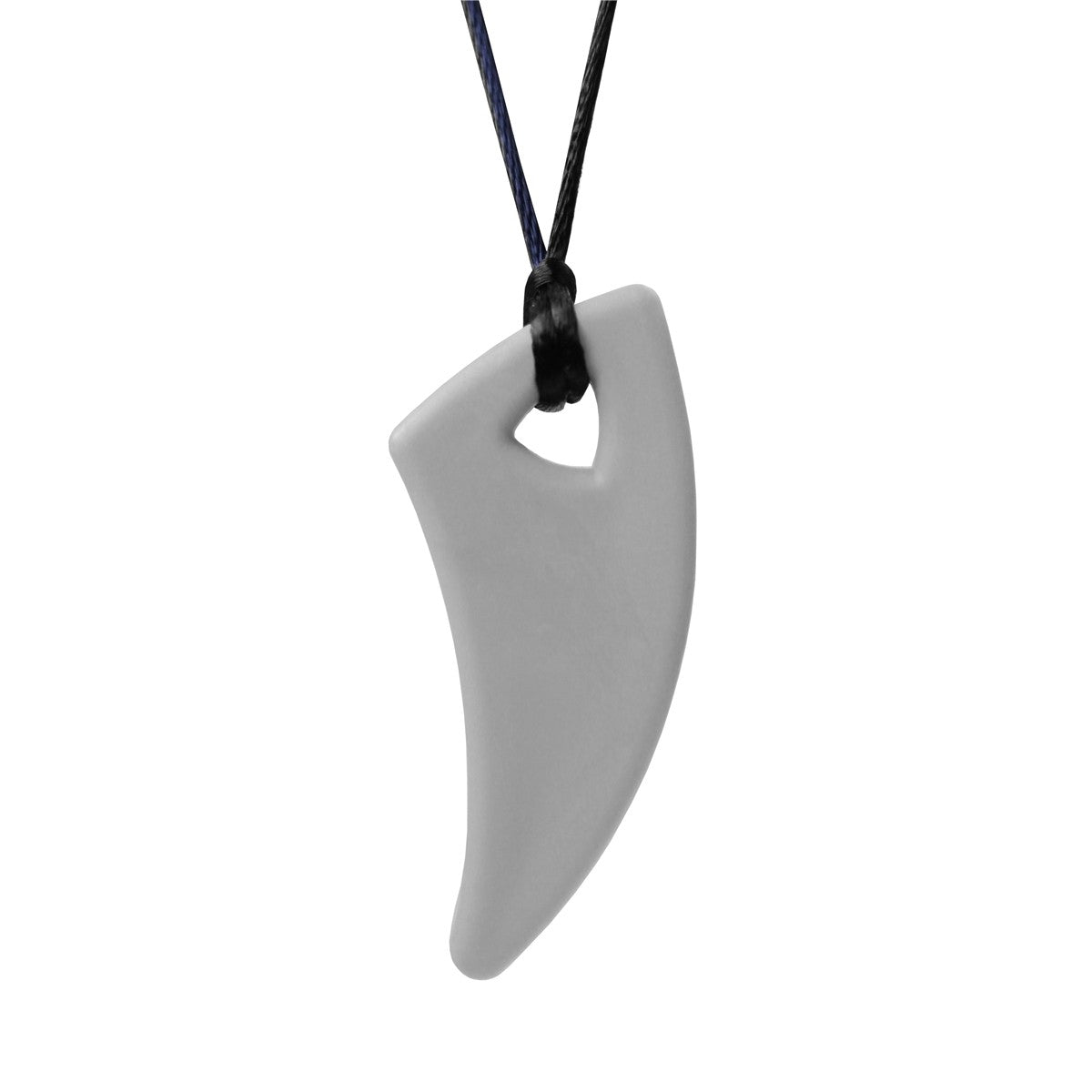 A light grey Saber Tooth Chewable Necklace.