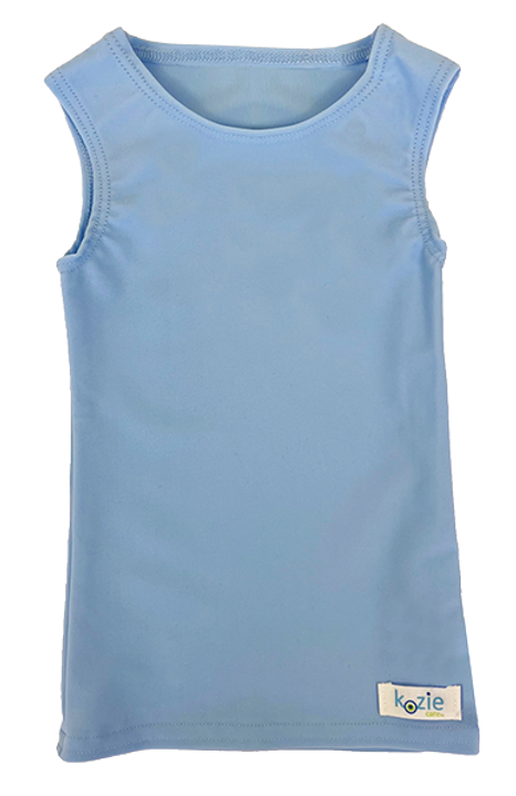 The light blue Simply Sleeveless Sensory Compression Shirt.