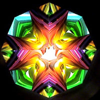 A peak at the bright patterned colors that can be seen looking through the Metallic Marble Kaleidoscope.